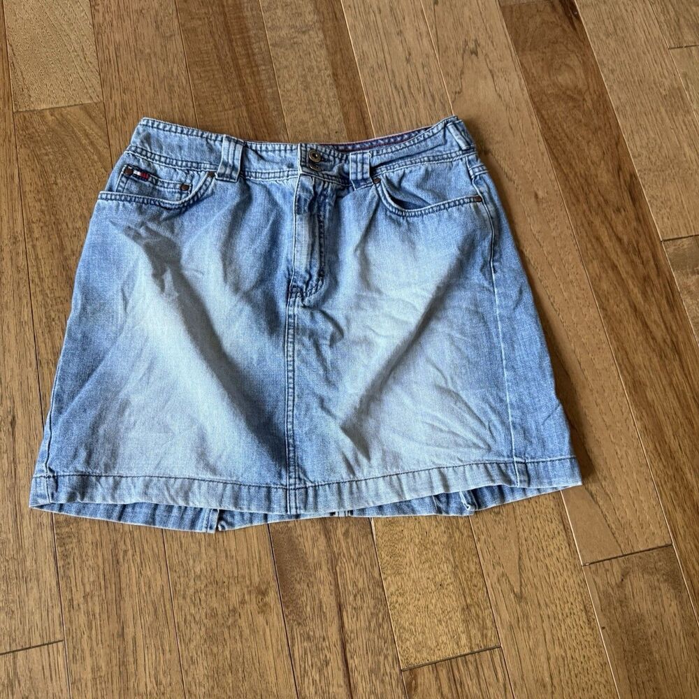 Tommy Hilfiger Denim Jeans Skirt Womens Size 12 Y2K Blue Vintage 2000's Short